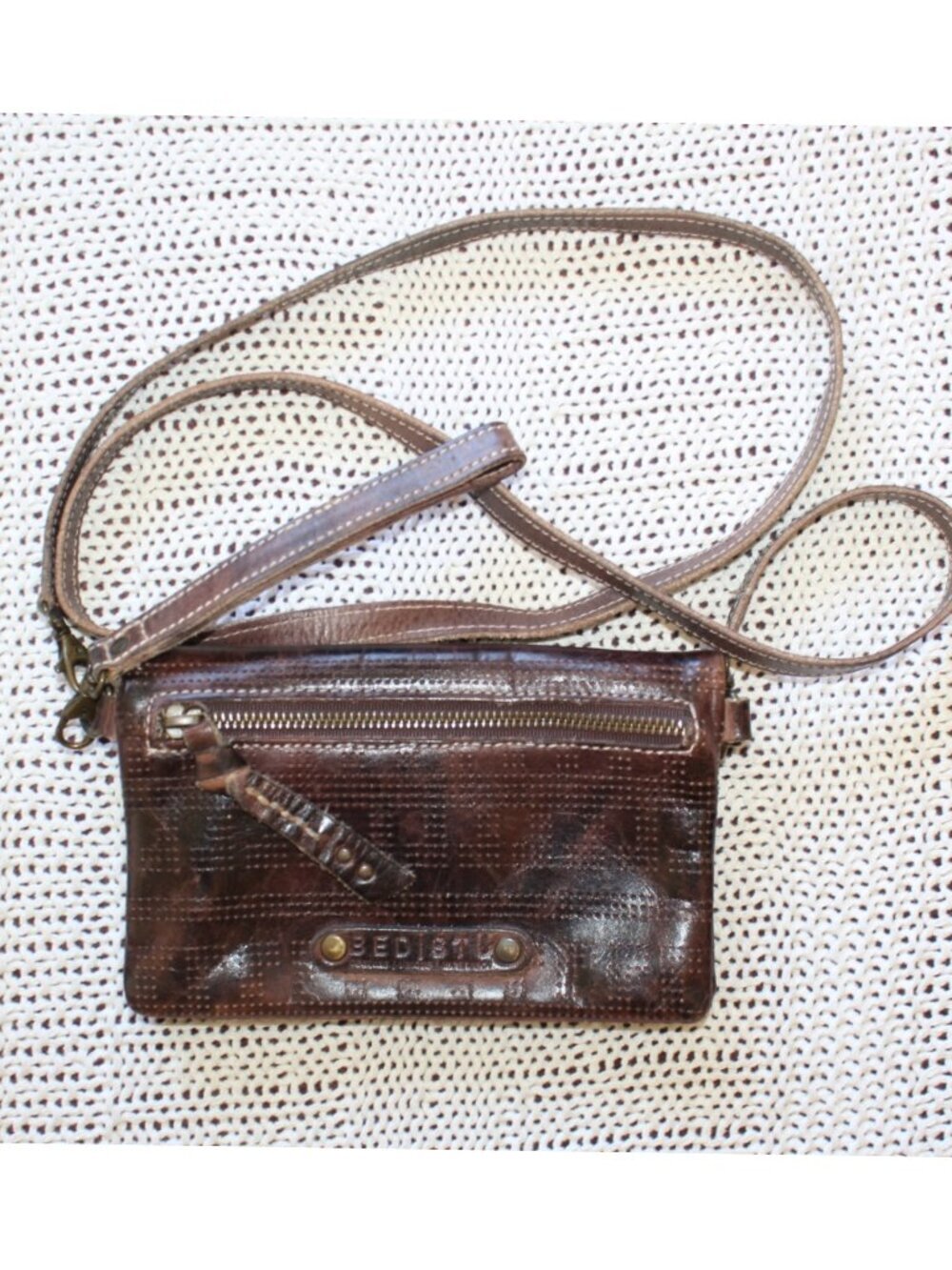 Bed Stu Bayshore Wallet Crossbody Bag clutch Distressed Leather Brown